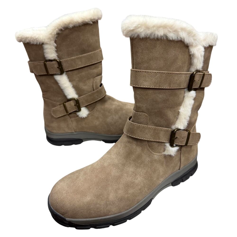 Dream Pairs Women's Winter Boots 10 Tan Faux Leather Synthetic Fur Lining NWOB